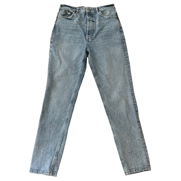 Free People Womens mom jeans Size 30 high waisted light wash button up - Picture 1 of 9